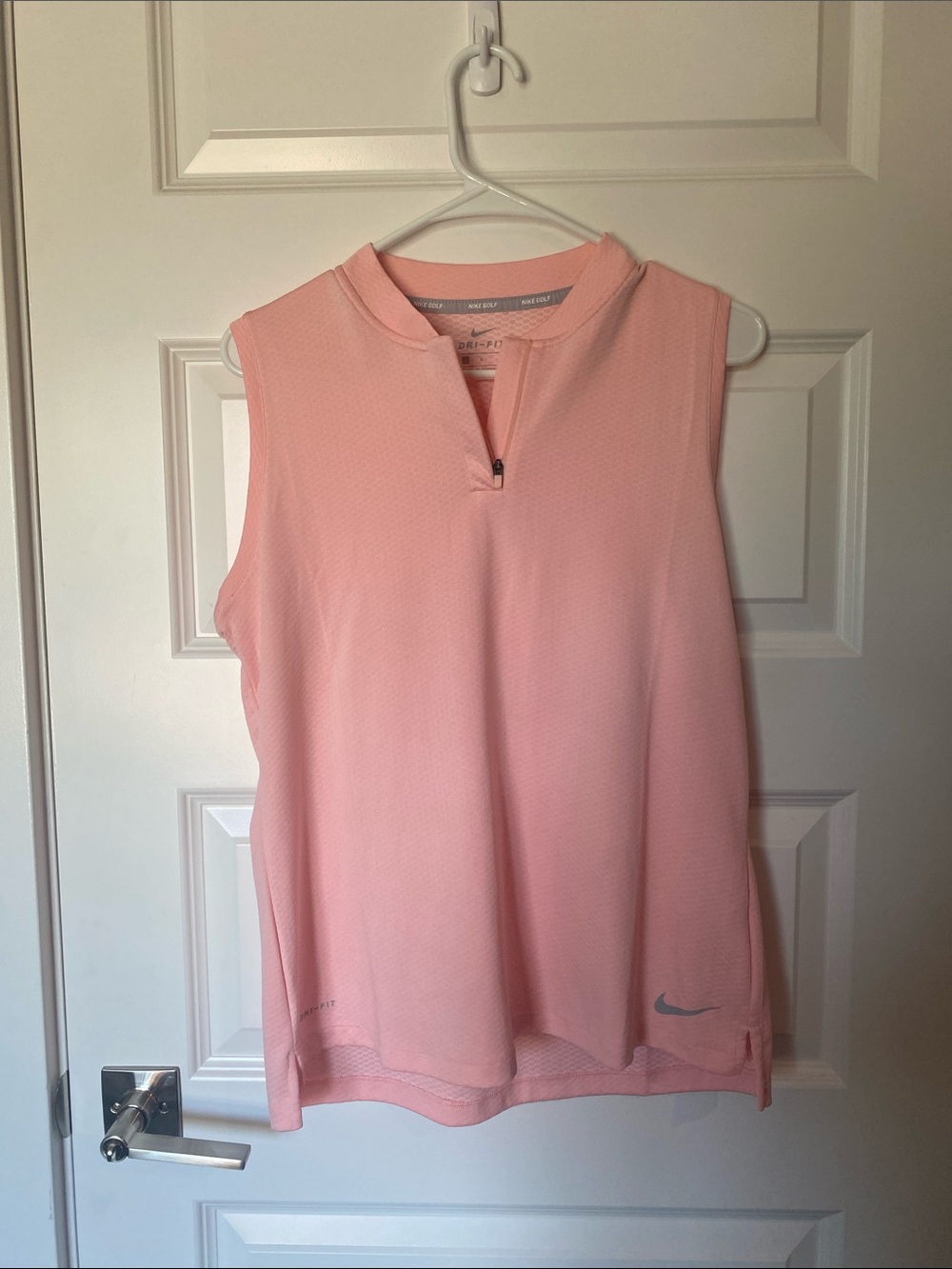Nike Pink Sleeveless Dri-FIT Zip Mock Tank